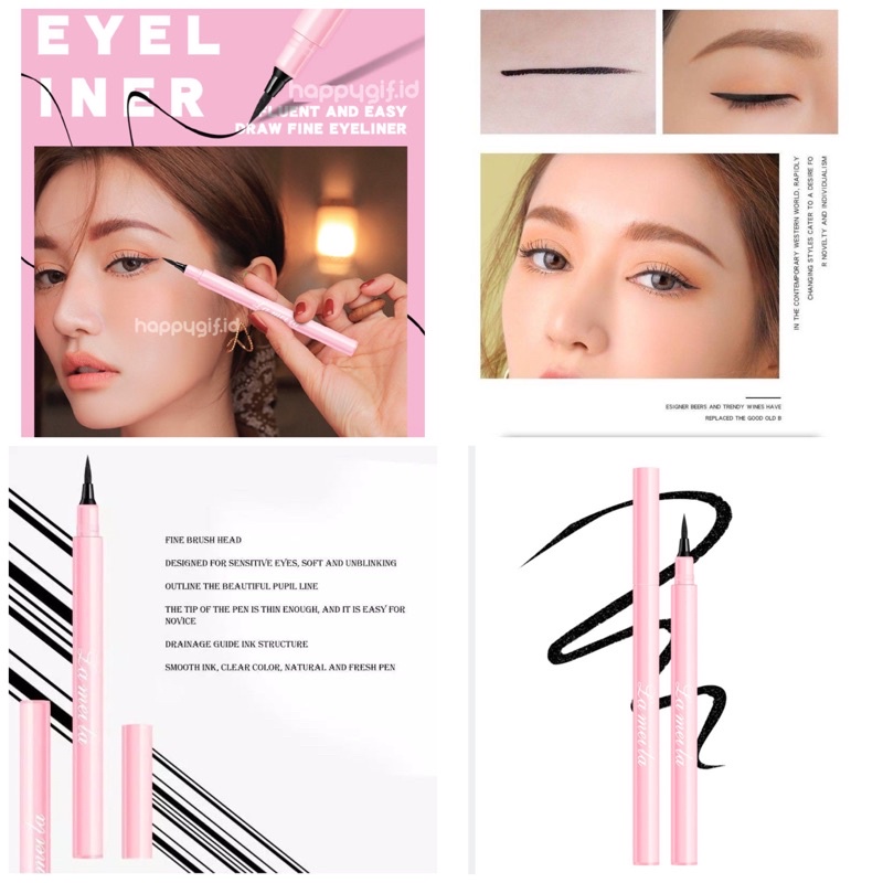 {TERMURAH MEDAN COD} LAMEILA Eyeliner Pensil Cair Profesional Warna Hitam Anti Air Tahan Lama