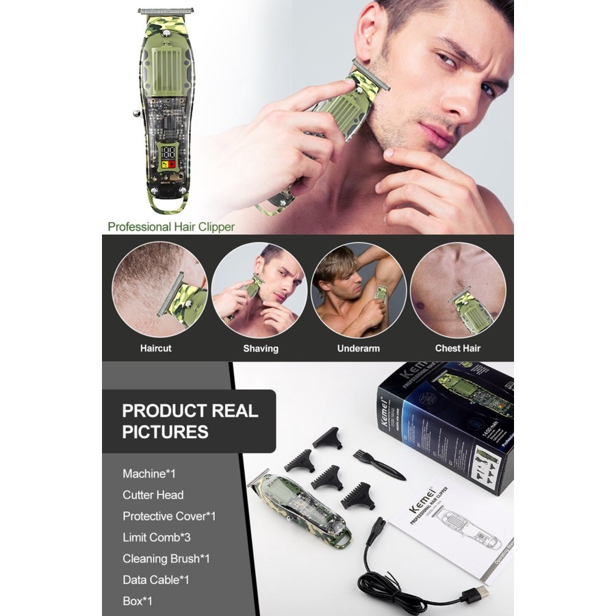 Kemei Trimmer KM-1928 Alat Cukur Rambut Transparan