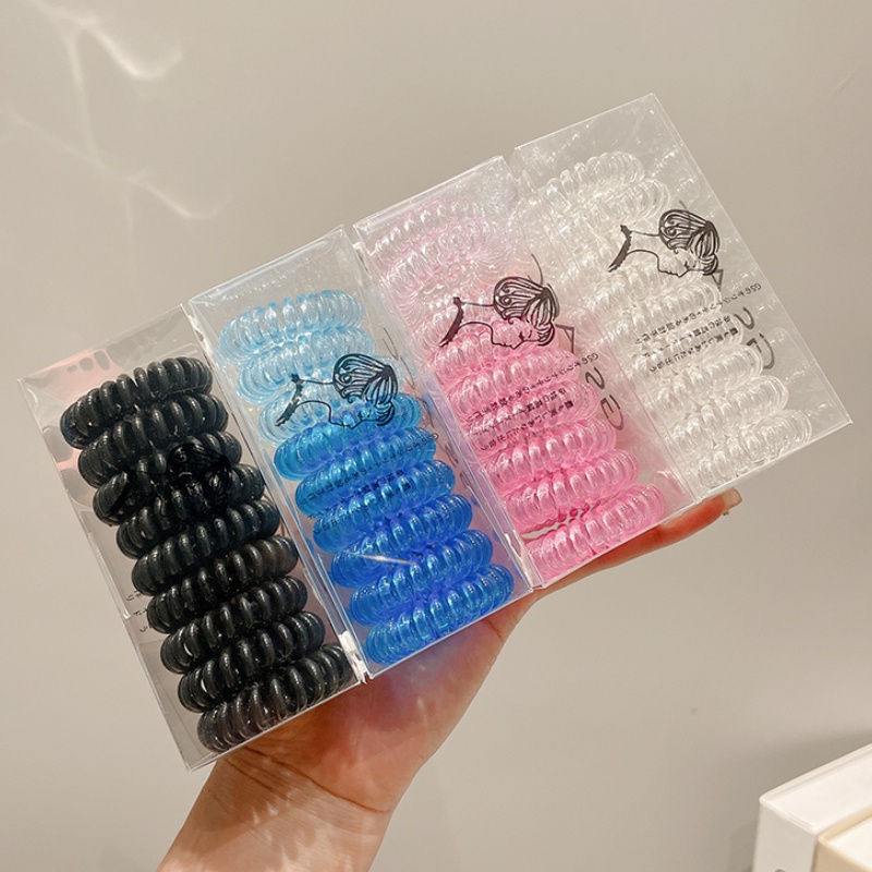 Ikat Rambut Elastis Model Kabel Telepon Warna Permen Gaya Korea Untuk Wanita