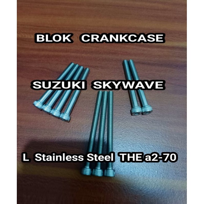 satu Set Baut Blok Crankcase Skywave L Stainless