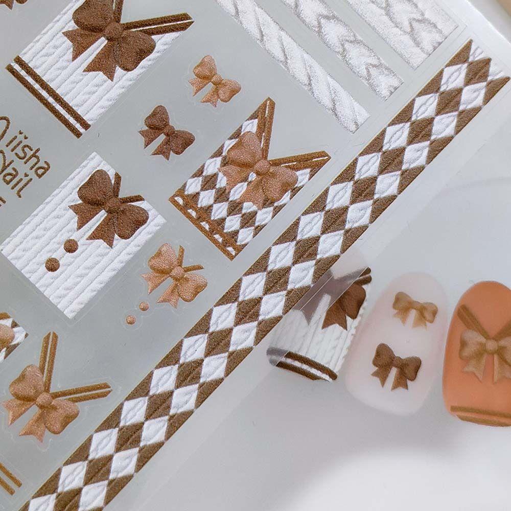 Mxbeauty Kartun Stiker Kuku 3D Relief Perekat Diri Kelinci Kucing Ikatan Simpul Manikur Aksesoris Nail Art Dekorasi