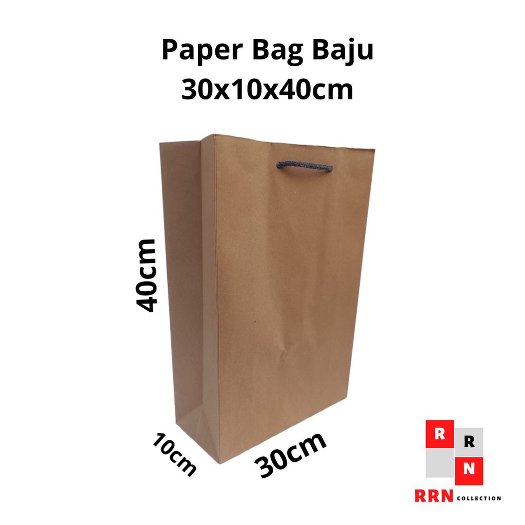 Paper Bag tas packing baju Polos Craft Uk 30x40[ECERAN] GOODIE BAG paperbag jumbo murah  / Tas Kertas kotak nasi uk 18,20,22