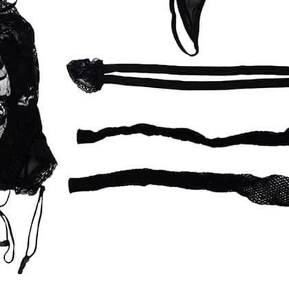 lingerie teddy Handcuff+Garter Belt kostum babydoll kado seserahan - Merah