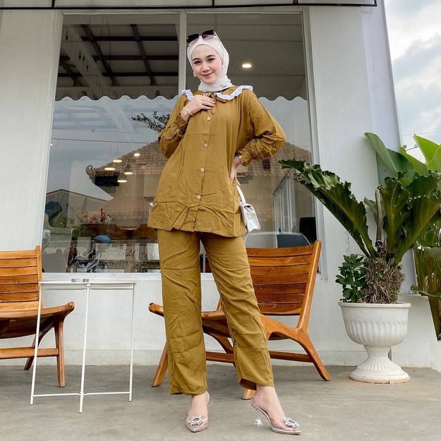 Agatha Baju Setelan Panjang Wanita Dewasa Kekinian Bahan Rayon Polos One Set Fashion Muslim Terbaru