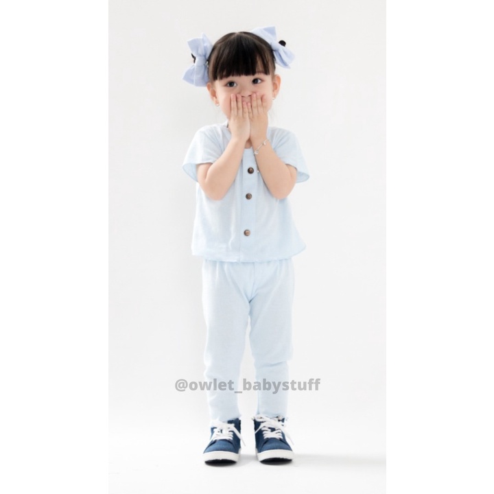 Owlet - setelan anak perempuan / setelan kancing / baju anak perempuan / setelan celana panjang