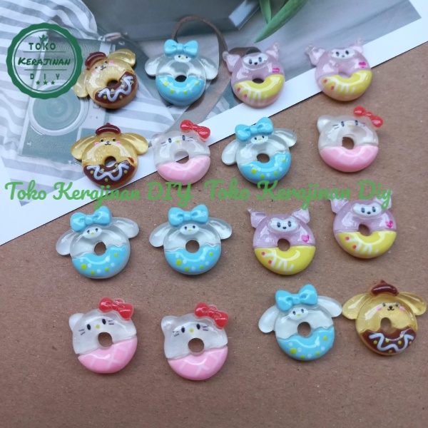 ( 5 Pcs ) Clay Resin Tempel Model Donat Pastel