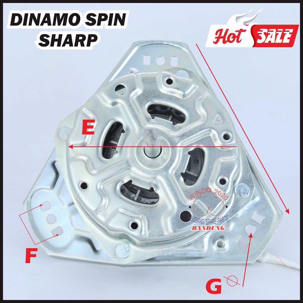 (BIG SALE) MOTOR DINAMO SPIN PENGERING SHARP / DINAMO MESIN CUCI 2 TABUNG UMUM  | PEMBILAS SPINER KAKI SHARP UMUM KAKI 3