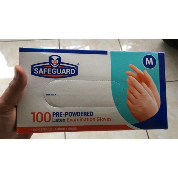 Safeguard Glove Sarung Tangan Latex Gloves 100 pcs