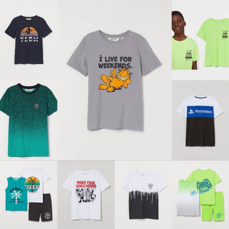 Kaos Lengan Pendek Anak Laki Laki HM junior size 8-14 tahun