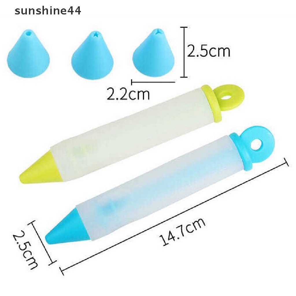 Sunshine 1Pc Pen Icing Piping 4 Kepala Bahan Silikon Untuk Dekorasi Kue