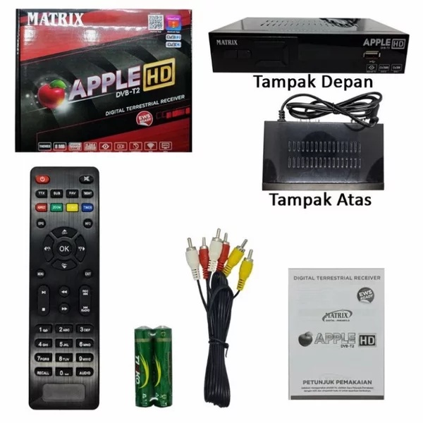 SET TOP BOX MATRIX DVB-T2 APPLE MERAH PENANGKAP TV DIGITAL RECEIVER TV