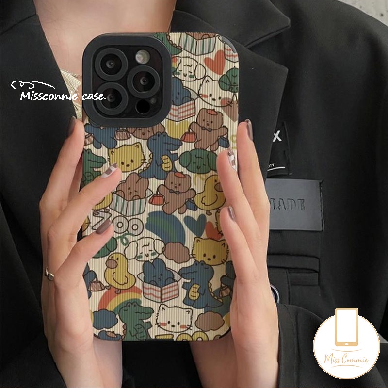 Casing Soft Case TPU Motif Kelinci / Kucing / Dinosaurus / Bebek Untuk iPhone 11 Pro Max / 7 + / 8 + / 12 / 13 / 14 Pro Max / XR / X / XS Max