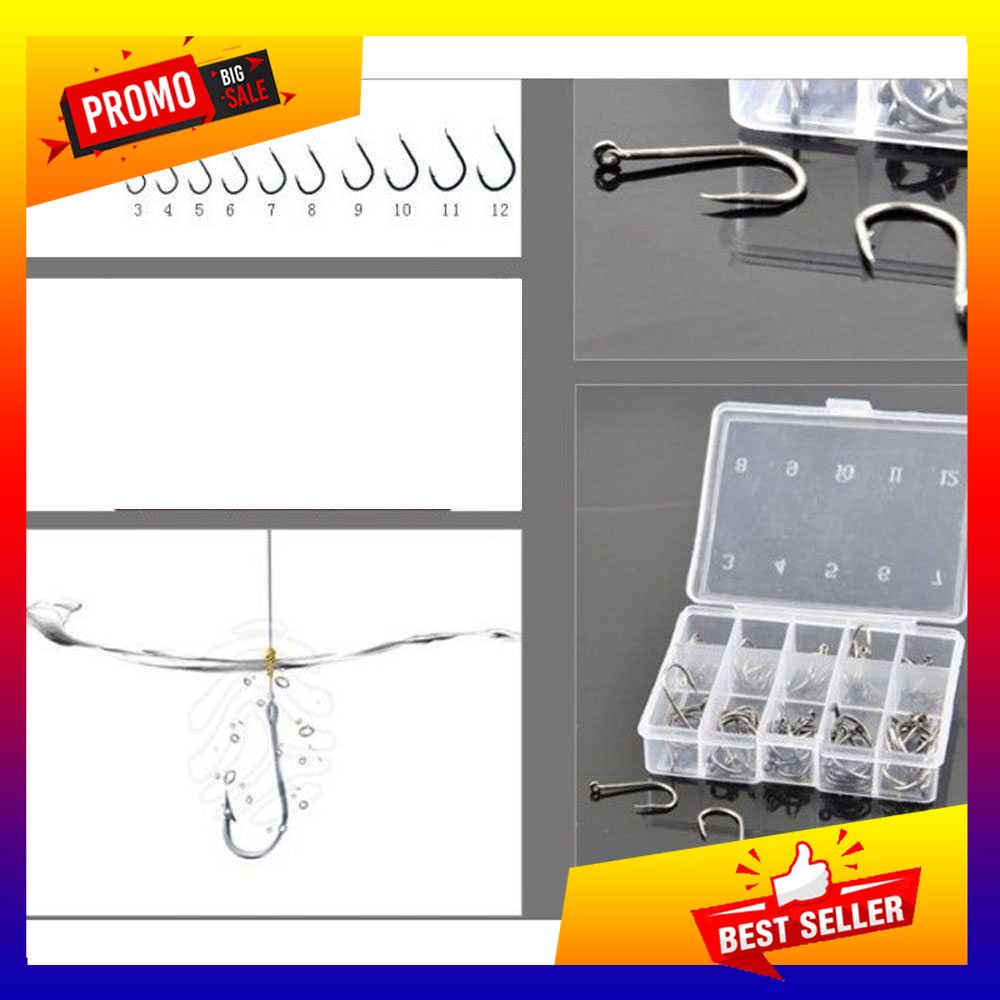 Long Handled Fishing Hook Kail Pancing No 3-12 Set
