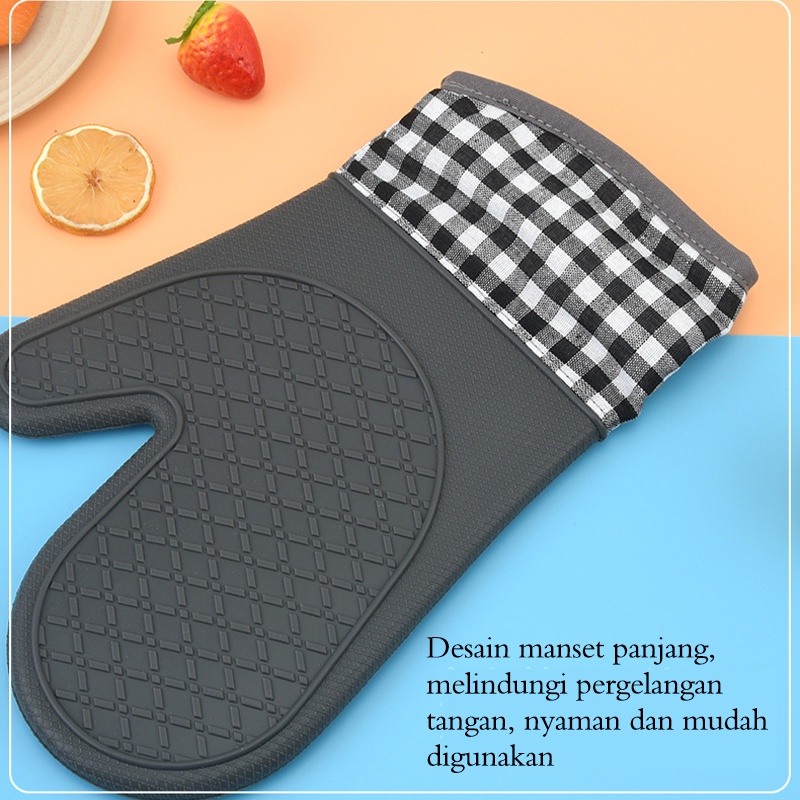 【1 Pcs Silikon Bahan】Sarung Tangan Oven Anti Panas/Sarung Tangan Microwave/Heat Resistant Oven Gloves/Baking Mitt