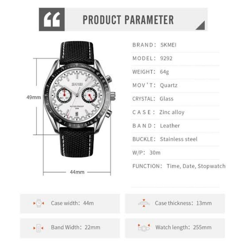 Jam Skmei 9292 chronograph original free gift box