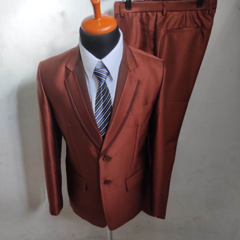 JAS FORMAL PRIA JAS WOOL JAS NIKAH COKLAT MERAH BATA STELAN FASHION PRIA