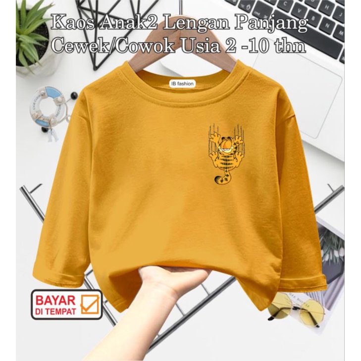 ((IB))KAOS ANAK2 UNISEX PANJANG/GARFIEL DIGITAL SABLON