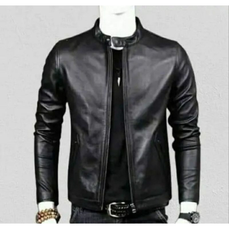 Jaket Kulit Asli Pria Model Polos Jaket Motor Touring Jaket Kulit Asli Terbaru  Anti Air Anti Api