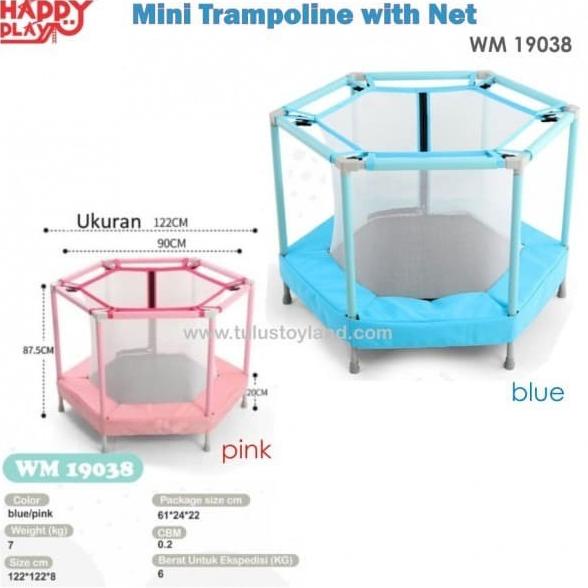 Happy Play Mini Trampoline Net mainan gymnastic anak trampolin jaring stock ada