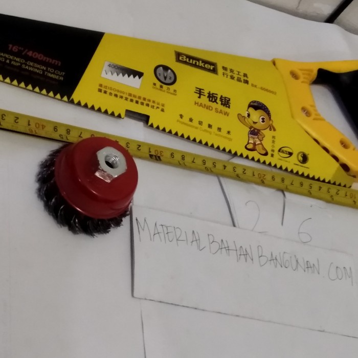 [READY] Paket Sikat Mangkok 3 Inch Kepang Gergaji Kayu Baja 16 Inch Bunter / Perlengkapan Rumah Tang
