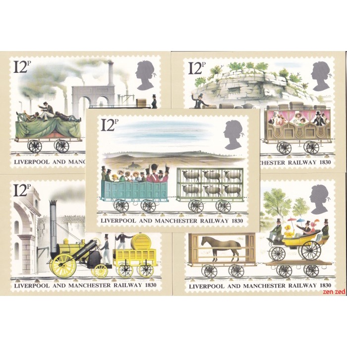 

A205 PHQ Card Kartu Pos Inggris 1980 Railroad set 5 Pcs Unused