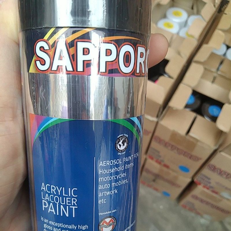 saporo acrylic lacquer paint pilok pilox cat spray sapporo 150ml saporo chrome chrom crom crome stainless 150ml