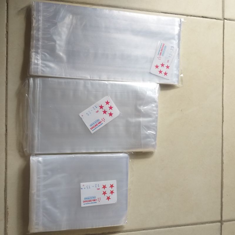 Plastik bening PP ukuran 12x15, 12x20, 12x25