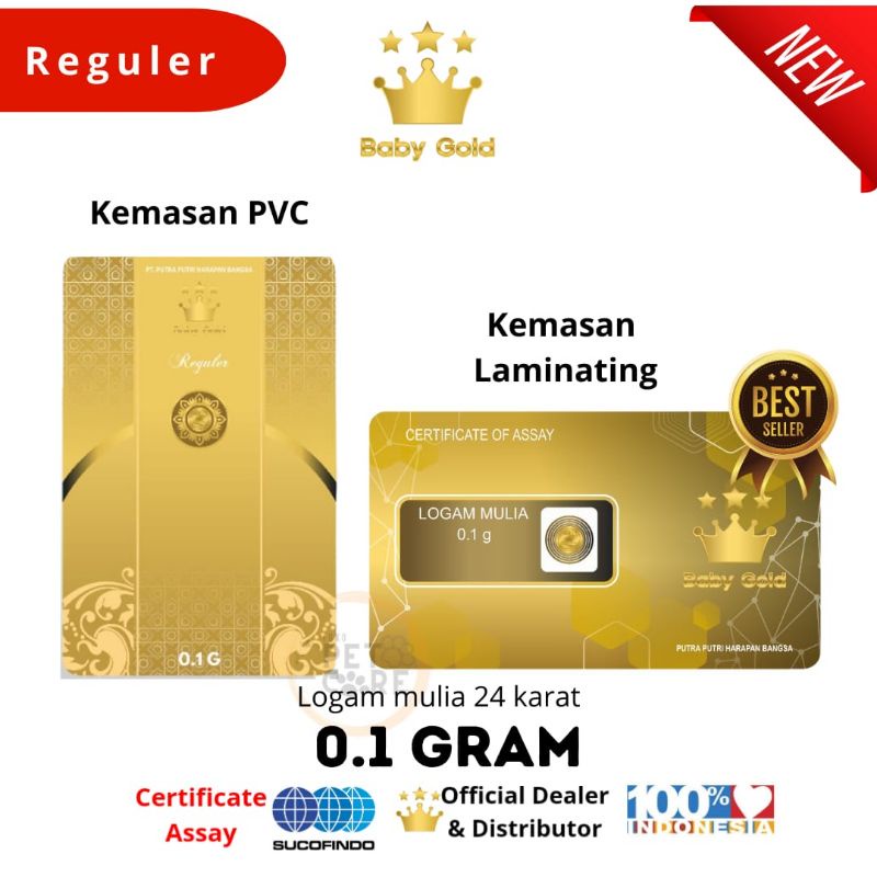 Baby Gold 0,1 Gram  Edisi PVC Spesial Logam Mulia Emas Mini Batangan Asli 24 Karat Bersertifikat Resmi