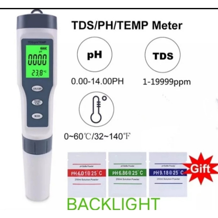 PH METER AIR, TDS METER AIR & TEMPERATUR AIR / KOLAM RENANG 3 IN 1