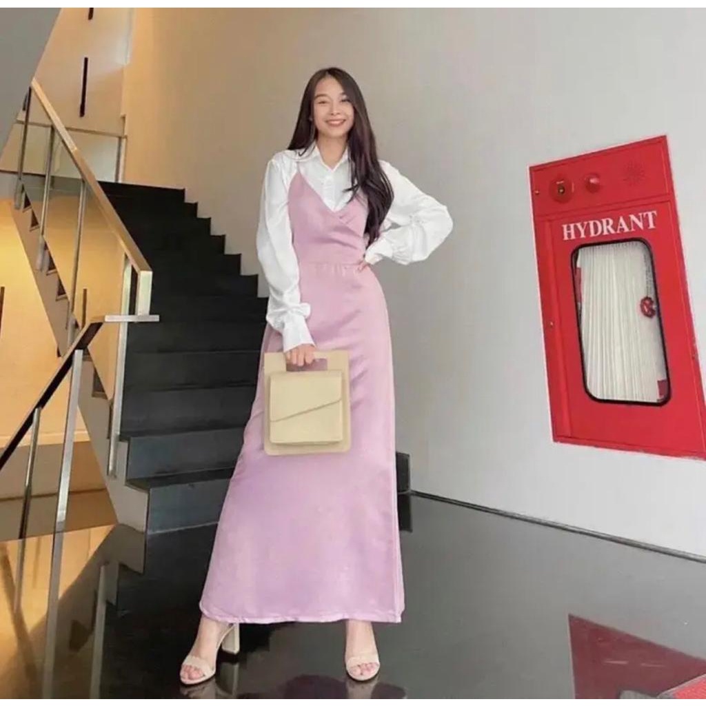 LONG DRESS SATIN KIMONO / Gamis Satin Murah / Alice dress / Satin Velvet Dress / Satin velvet Jumpsu