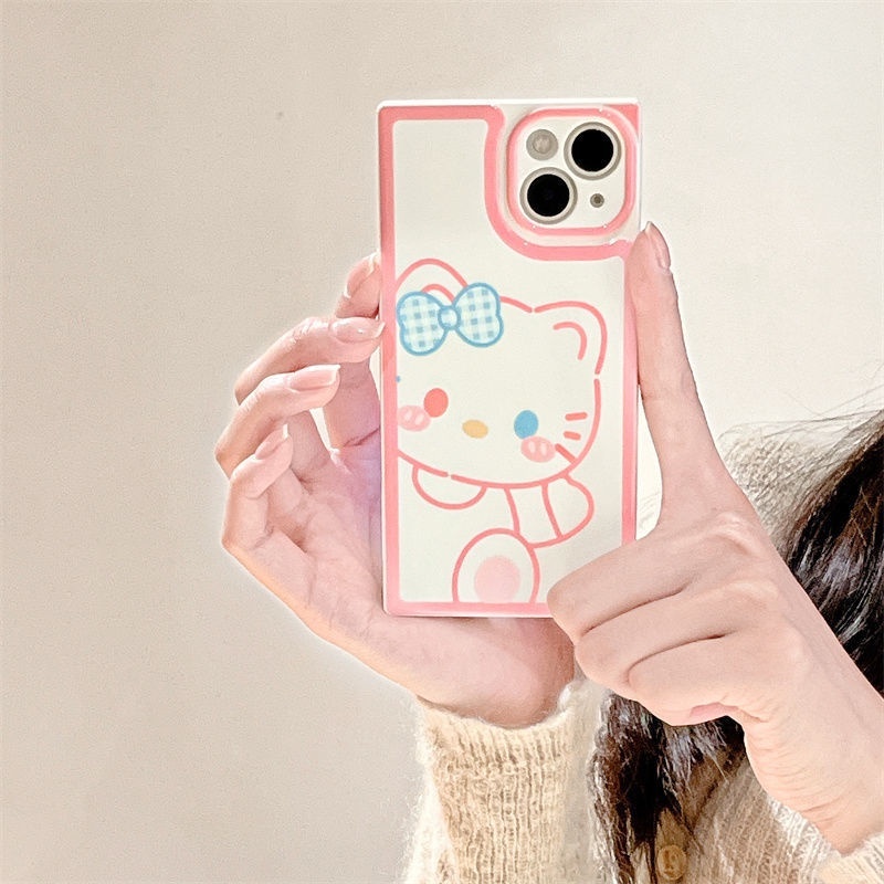 Case Motif Print Kucing Aksen Pita Untuk IPhone 12 13 14 11 Pro Max Rrwqs