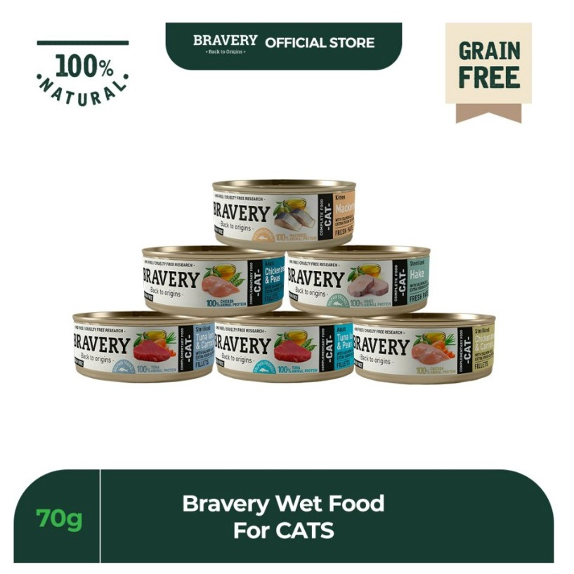 Bravery Kaleng 70GR Makanan Basah Kucing Wet Cat Kitten Food Anak