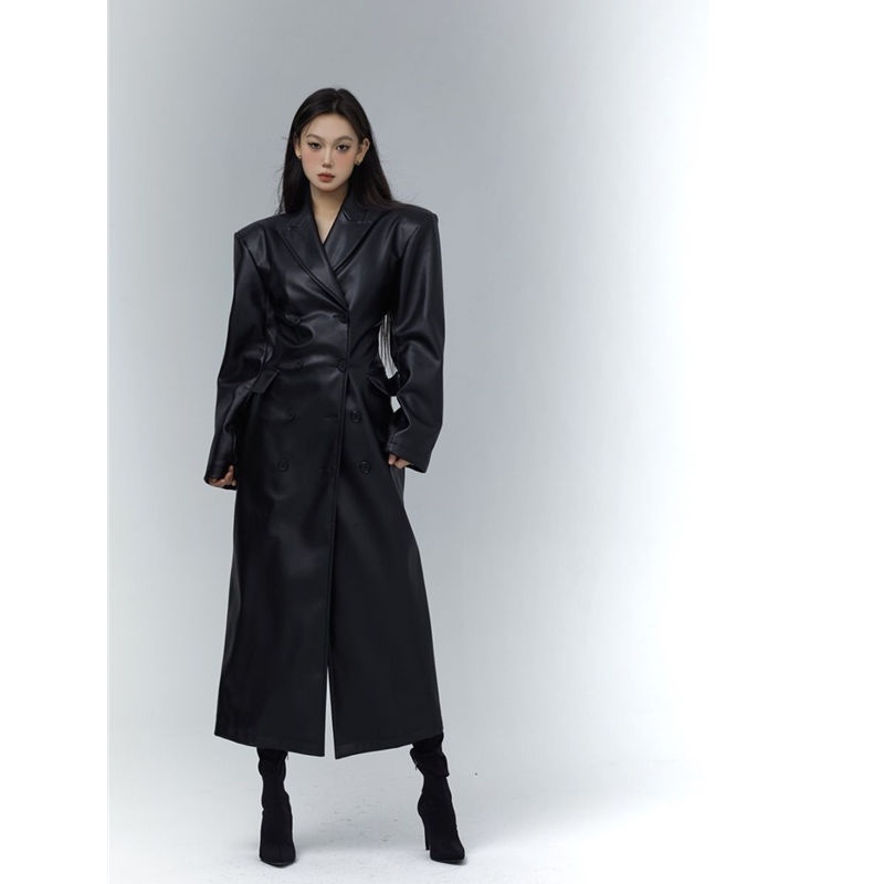 Suhao trendy high-end design sense fried arcade style jacket mid-length leather jacket waist coat winter new women s clothing
