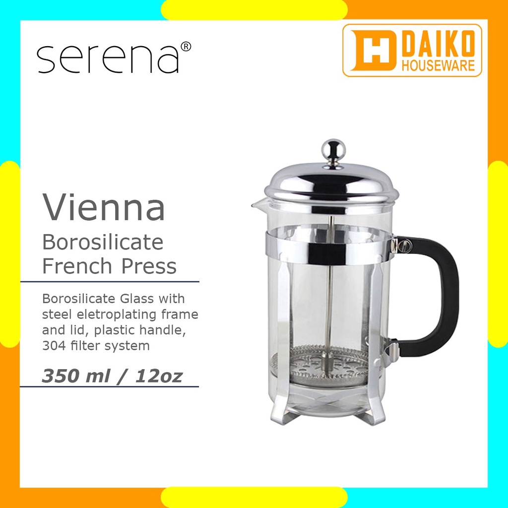 French Press Serena Vienna 350ml Borosilicate Coffee Maker Stainless