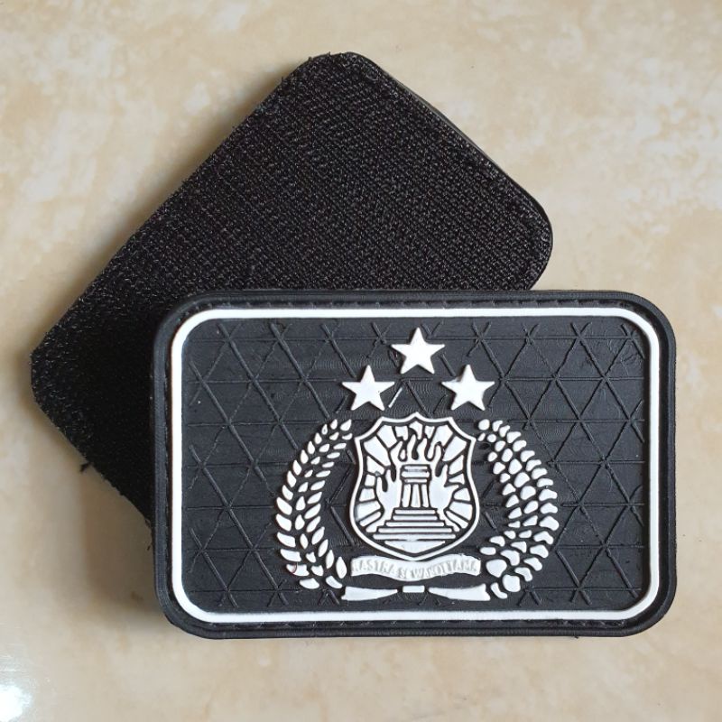 patch rubber logo tibrata polri kotak putih / polisi / police / tempelan emblem karet velcro