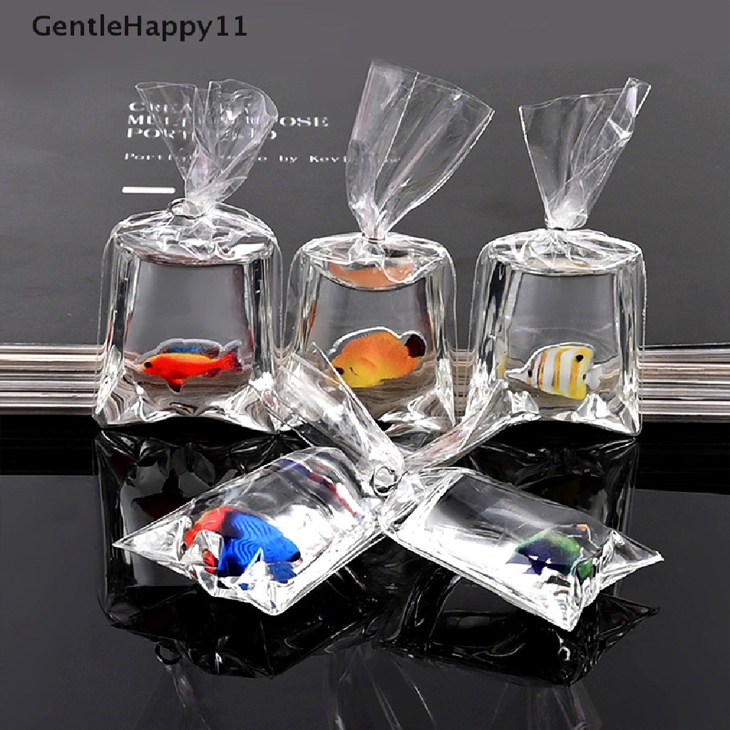 Gentlehappy 1pc Resin Ikan Mas Ch Ikan Kecil Dalam Liontin Kantong Air Untuk Gantungan Kunci Diy id