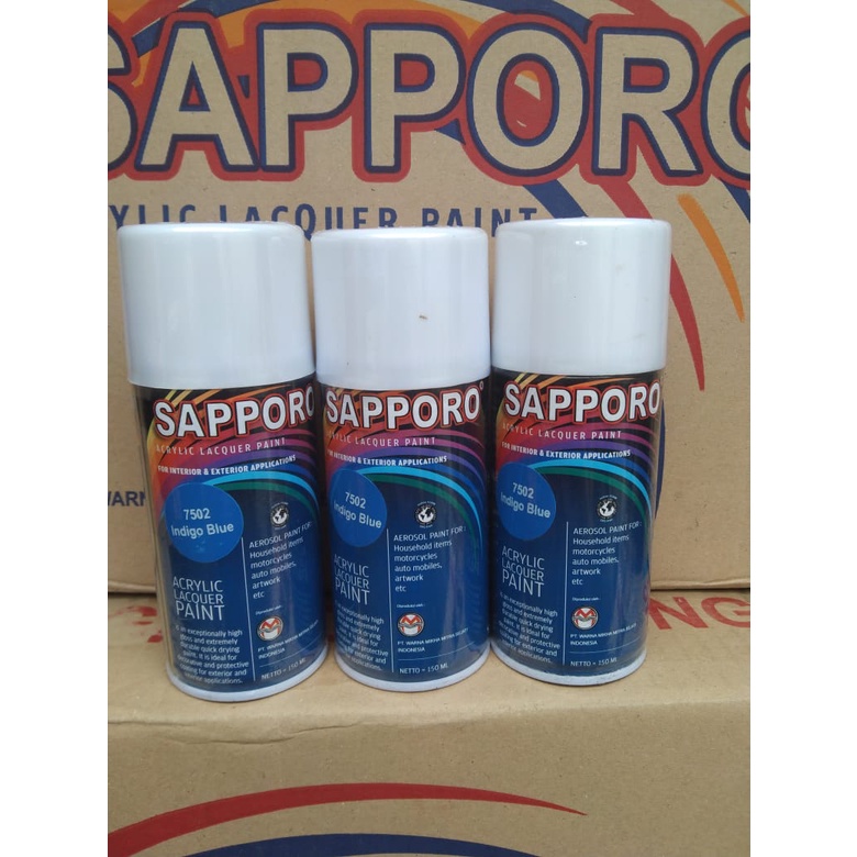 pilok pilox cat spray sapporo 150ml saporo 7502 indigo blue biru langit biru glossy 150ml