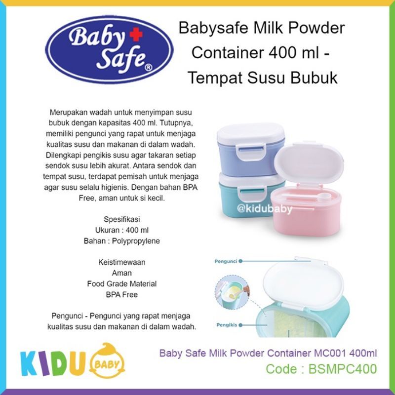 Baby Safe Milk Powder Container 400ml / Wadah Susu Anak