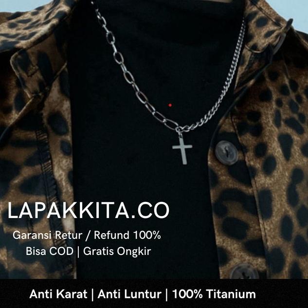 Kalung Salib Pria / Kalung Pria Salib Hitam / Kalung Salib Titanium