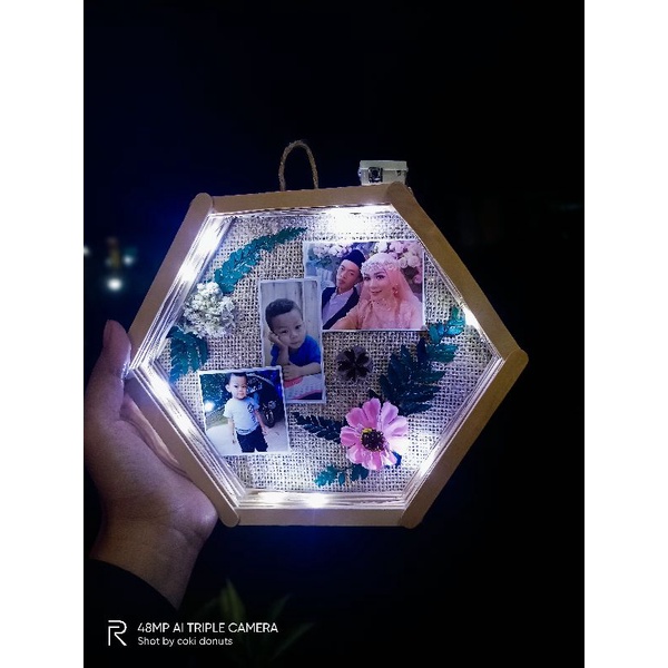frame hexagonal / stik eskrim / hadiah / gift ulang tahun ,wisuda, wedding