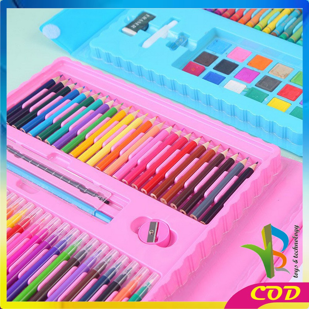 RB-A29 Pensil Warna Crayon Set Isi 208PCS / Peralatan Gambar Lukis Anak Mewarnai / Oil Paste Alat Tulis Colouring Book kids