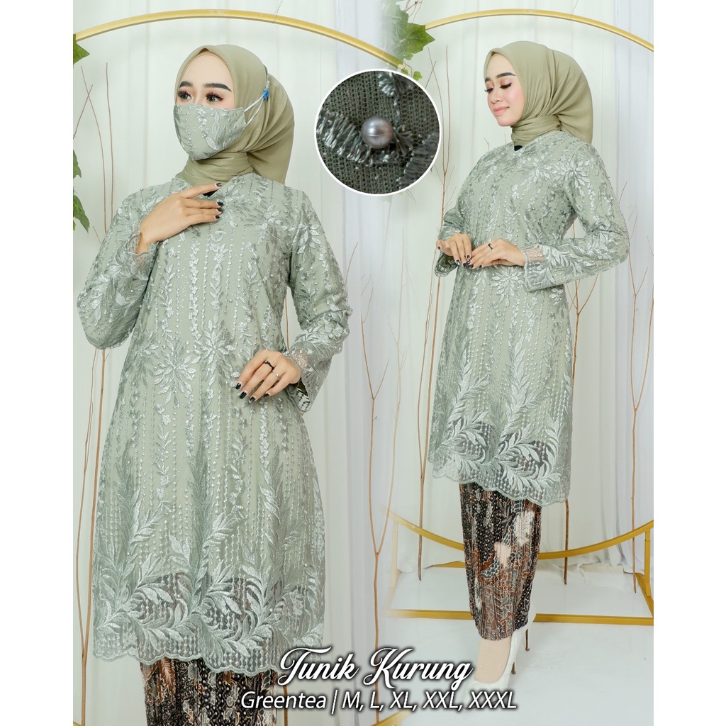 Kebaya tunik XXXL LD 125 | Tunik brukat jumbo | Kebaya tille | Baju outfit pesta kondangan lamaran pernikahan wisuda SIZE M L XL XXL