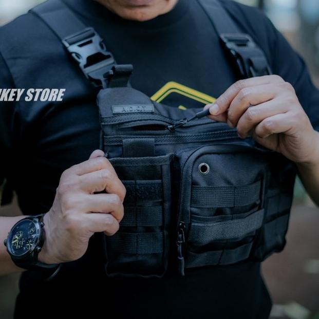 tas rompi motor protector chest rig bag pelindung dada premium ADDICT - Hitam