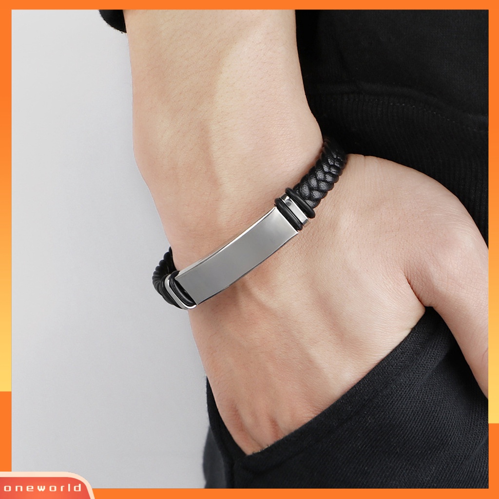 Gelang Kepang Bahan Kulit Imitasi Dengan Buckle Adjustable Untuk Pria