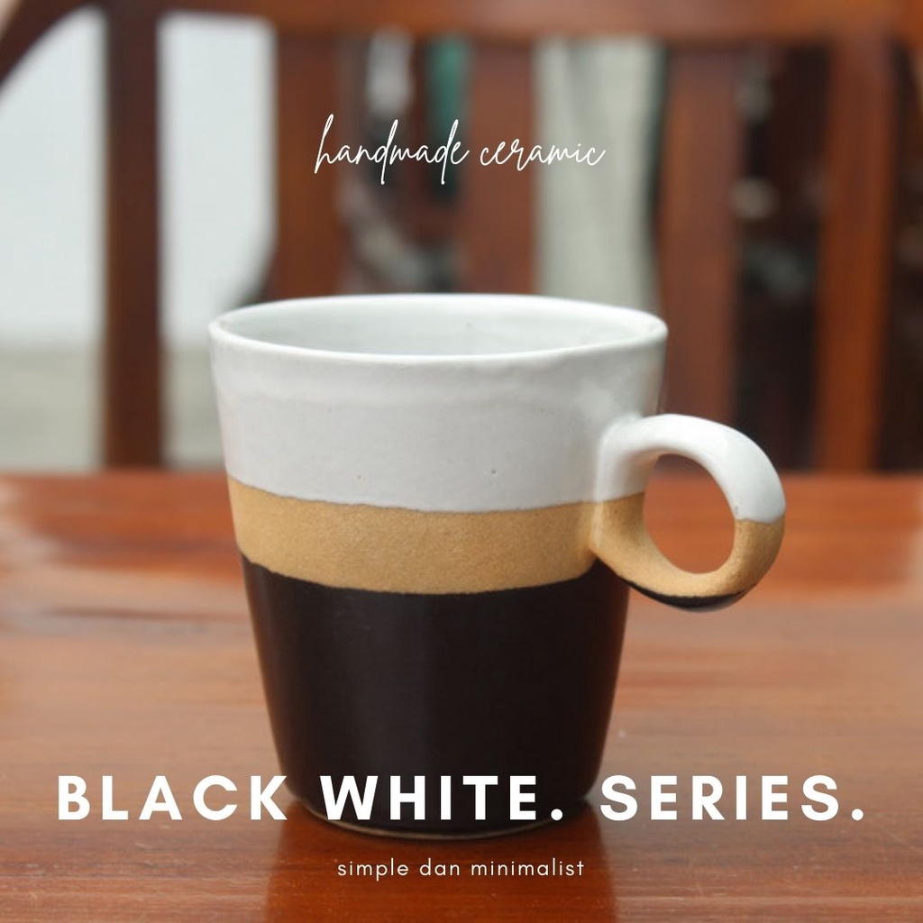 Jual Cangkir Mug Keramik Kopi Teh Black White Series Basic Shopee Indonesia