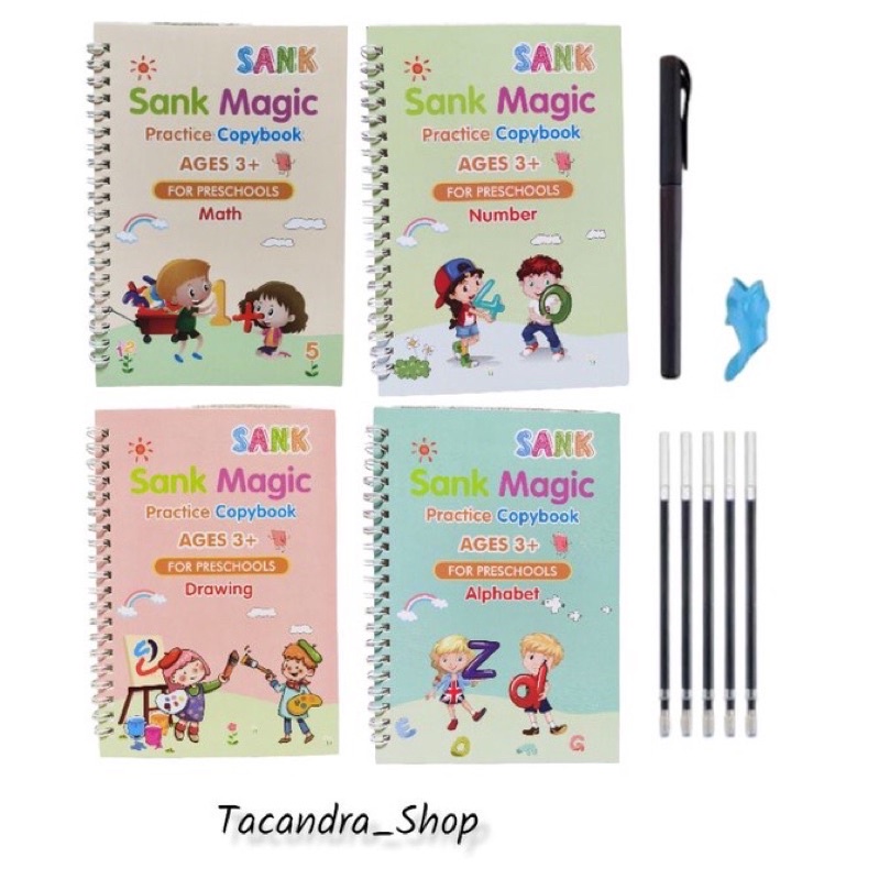

Buku Sank Magic Pratice Book 1 Set Isi 4 Pulpen / Buku Belajar Menulis Huruf dan Angka Anak Paud 3d Pratice Writing Book