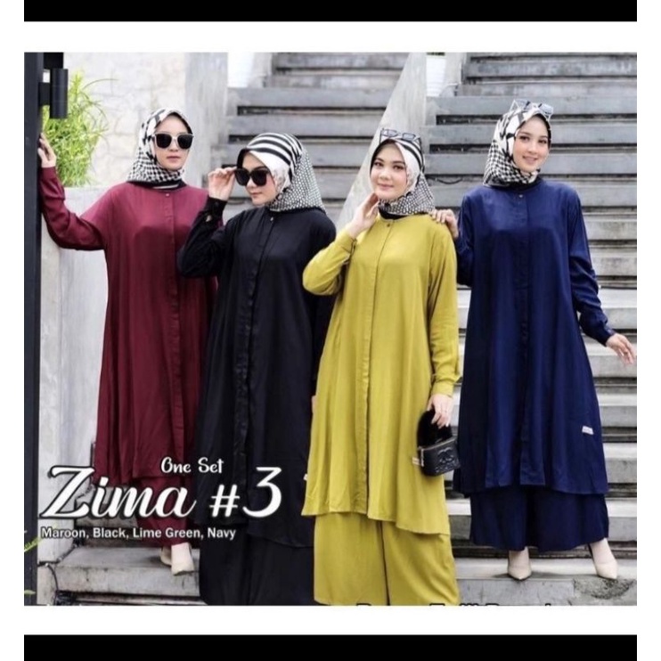 Zima Set/Stelan Long Tunik Jumbo LD120 Cringkle Airflow/One Set Jumbo Wanita Terbaru