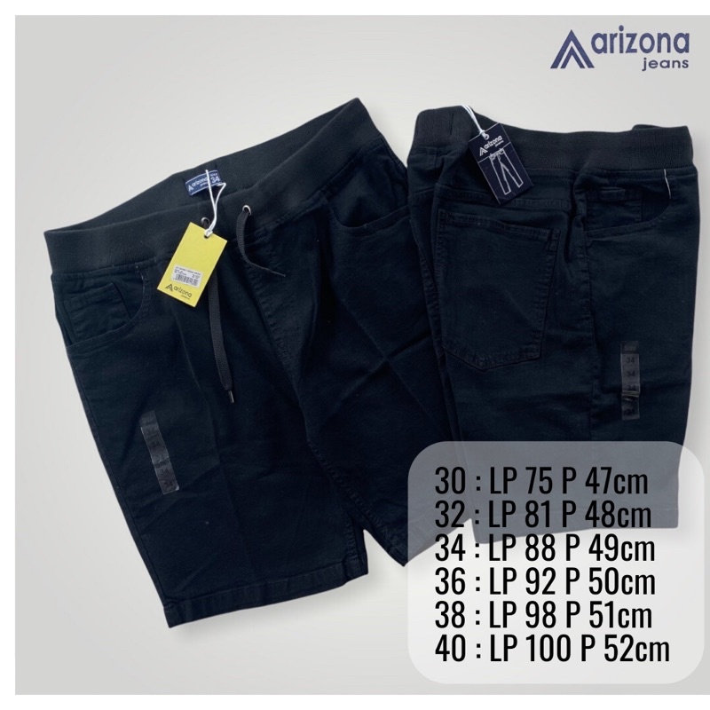 Arizona Celana pendek pria denim dewasa polos karet pinggang kolor AX house jeans Big size Jumbo