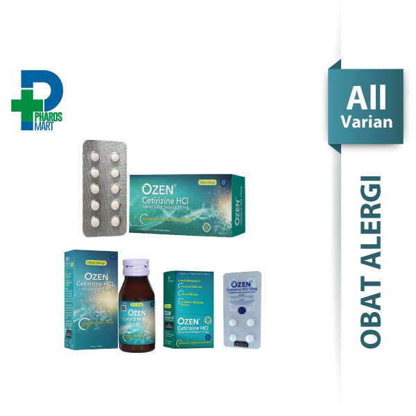 Ozen Tablet 10mg / 1 Blister @ 4 Tablet / 1 Blister @10 Tablet / Sirup 60 ml / Meredakan alergi