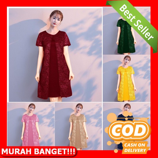 Dres Wanita Viral Brukat Natalan Import Cewek Kekinian Dress 2022 Terbaru Dewasa Natal Murah Dress D